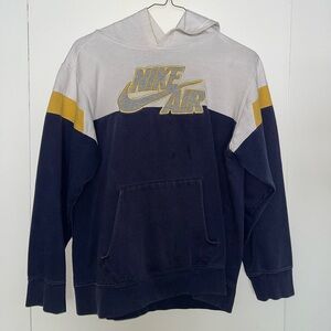 Nike Air Vintage Hoodie Small Blue White and Yellow